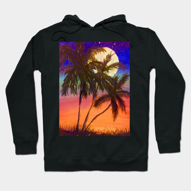 THREE PALM TREES SUNSET Hoodie by gforall
